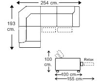Rinconera 3 plazas con 2 relax motor derecha