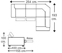 Rinconera 3 plazas con 2 relax motor izquierda