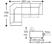 Rinconera 3 plazas con 2 relax motor derecha