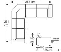 Rinconera simétrica 4 plazas con 2 relax motor derecha