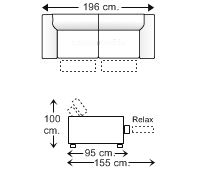 Sofá 2,5 plazas con 2 relax motor