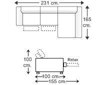 Sofá 2 plazas relax motor con chaise longue arcón izquierda
