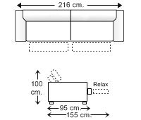 Sofá 3 plazas con 2 relax motor