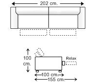 Sofá 3 plazas con 2 relax motor