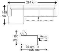 Sofá 3 plazas con 2 relax motor y chaise longue derecha