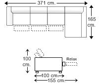 Sofá 5 plazas con 3 relax motor y chaise longue arcón izquierda