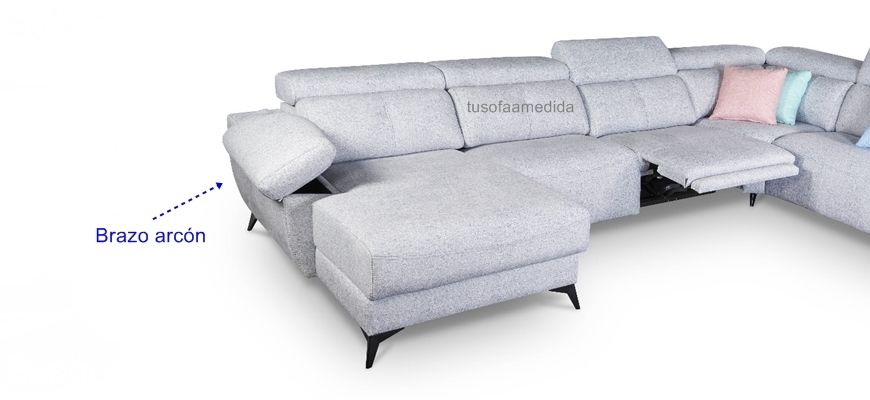 Sofá chaise longue motorizado con arcón modelo Ibis - CentroSofá