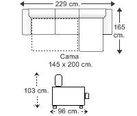 Sofá chaise longue cama brazos reducidos izquierda