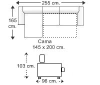 Sofá chaise longue cama con arcón derecha