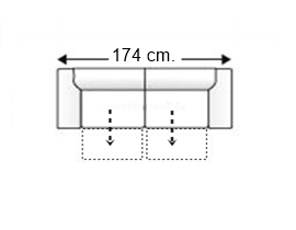 Sofá 2 plazas 2 asientos de 60 cm.