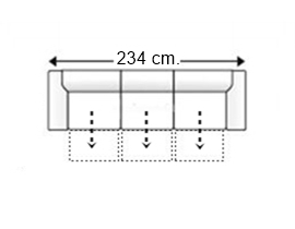 Sofá 3,5 plazas 3 asientos de 60 cm.