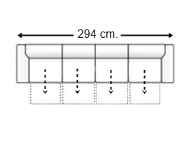 Sofá 5 plazas 4 asientos de 60 cm.