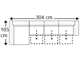 Sofá 3,5 plazas 3 asientos de 60 cm. y chaise longue derecha